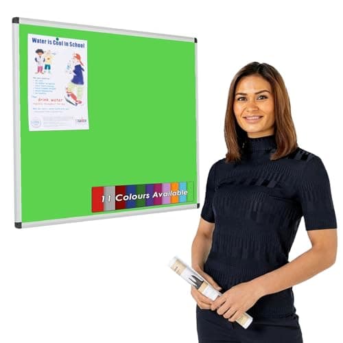 Image of Wonderwall Vibrant Aluminium Framed Noticeboard - 900 x 600 mm, Apple Green Loop Nylon Pinboard, Aluminium Frame with Concealed Fixings - 6 Bright Colours to Choose from - for Office, Home, School