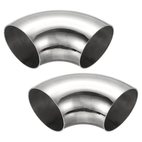 Image of PATIKIL 2pcs 90 Degree Mandrel Bend Elbow, 70mm OD Steel Exhaust Elbow Exhaust Piping Connector 304 Stainless Steel for Exhaust Pipe Stair Handrail HVAC