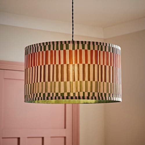 Image of ValueLights | Rae Large Stripe Natural Pleated Drum Ceiling Lamp Shade and Bulb | Ceiling Lights, Home Décor & Improvement Essential