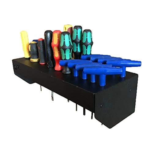 Image of MegaMaxx 24 Slots Screwdriver Holder- Wall Mountable Metal Tool Shelf Storage Rack for Home, Workshop, DIY Garage Hand Tools Organiser - Black (350x100x150 mm)