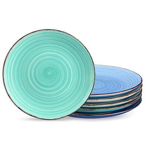 Image of vancasso Bonita Dinner Plates Set of 6, 10.5 inch Scratch Resistant Ceramic Dinnerware Set, Dishwasher and Microwave Safe, Dessert Plates, Pasta Plate, Salad Plate, for Main Course, Cool Color