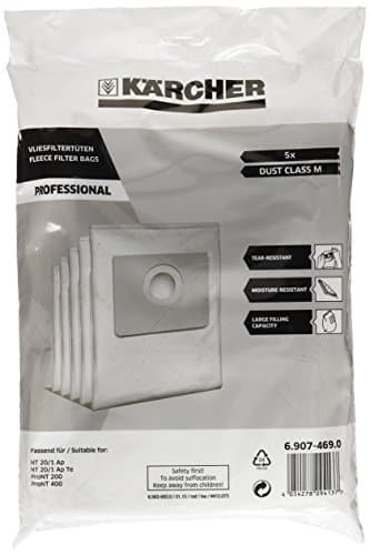 Image of Karcher Fleece Dust Bags for NT 20/1 Vacuum Cleaners Pack of 5