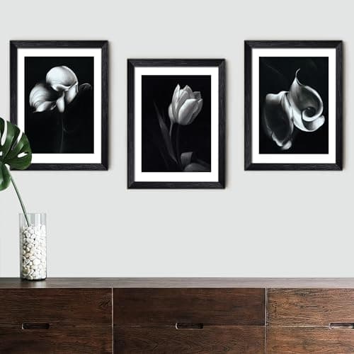Image of LIYAOLI Framed Wall Art for Living Room,12 x 16 Inch Black and White Pictures for Bedroom Walls Set of 3 Framed Canvas Wall Art for Bathroom Home Office Decor
