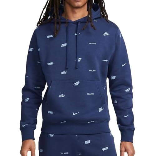Image of NIKE FB7434-410 M NK CLUB+ BB PO HOODIE AOP Sweatshirt Men's MIDNIGHT NAVY/ASHEN SLATE Size 4XL-T
