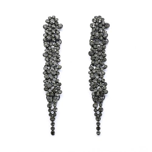 Image of EVER FAITH Austrian Crystal Art Deco Statement Earring, Banquet Prom Long Chandelier Dangle Earrings for Woman Grey Black-Tone