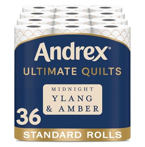 Image of Andrex Ultimate Quilt Toilet Roll - 36 Toilet Rolls with Midnight Ylang & Amber Fragrance, 3-Ply, Bulk Buy, Soft, Thick Sheets, FSC Certified