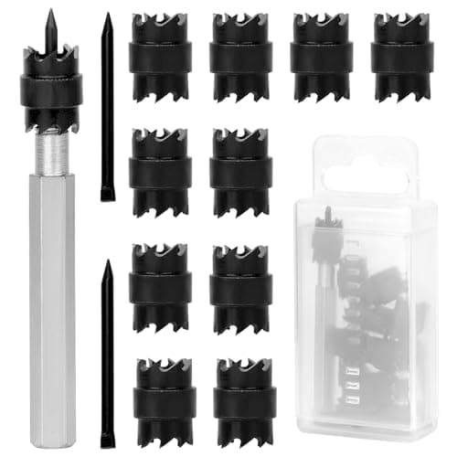 Image of QWORK® 13 Pieces Spot Weld Drill Bits, 3/8" Spot Weld Cutters with Hex Shank, for Thin Stainless Steel, Iron, Aluminum Plates