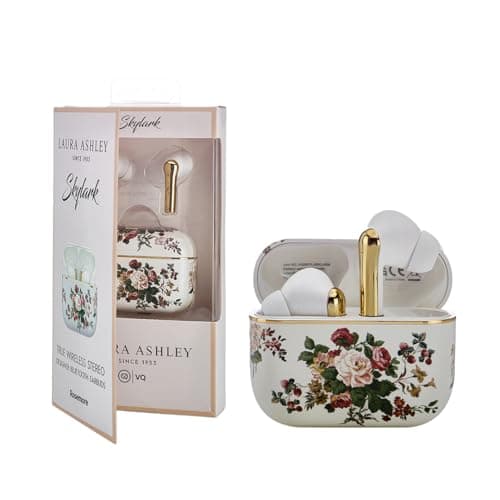 Image of Laura Ashley TWS Wireless Earbuds by VQ - Skylark Earphones Wireless Bluetooth 5.3 with Enhanced Noise Cancelling (ENC) - Ear buds with 10H Play Time & 45H Charging Case Backup - Rosemore