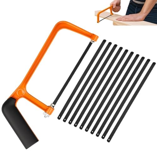 Image of 6 Inch Hacksaw for Metal Cutting, Junior Hacksaw with 10 Blades, Compact Hand Saw for DIY Projects, Woodwork, PVC Pipe and Tile Cutting