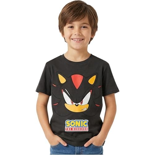 Image of Sonic THE Hedgehog Boys T-Shirts 5-12 Yrs, Cotton Crew Neck Short Sleeve Tee Tops, Soft Summer Boys Clothing, Gaming Gifts (5-6 Years, Grey Shadow)