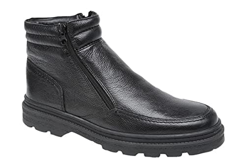 Image of Roamers Mens Wide Open Leather Ankle Boots With Thermal Lining And Twin Zip Fastening Black 12 UK