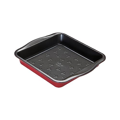 Image of Prestige New Disney Bake with Mickey Mouse Square Cake Tins for Baking - Non Stick 9 Inch Cake Tin, Carbon Steel Bakeware, Red & Black
