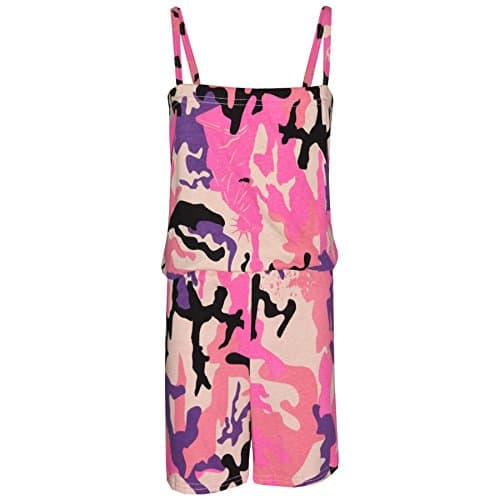 Image of A2Z 4 Kids Girls Jumpsuit Kids Plain Color Trendy Playsuit - Plain Jumpsuit Camo Baby Pink 9-10