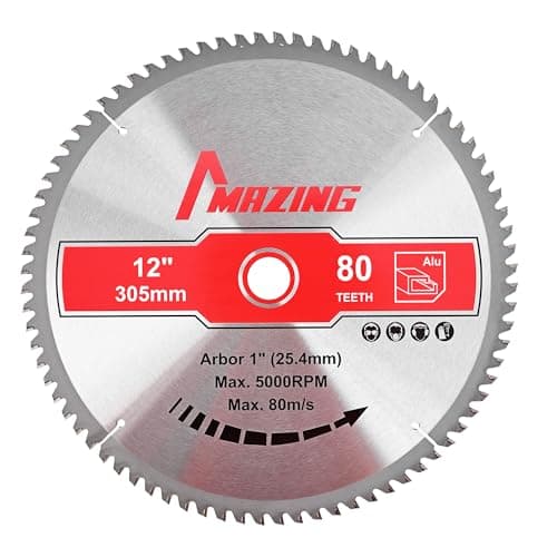 Image of MAZING 12 Inch 80T Circular Saw Blades, Aluminum Cutting TCT Circular Saws Blades with 1 Inch Arbor, TCG Grind Metal Saw Blade for Aluminum Plastic Non-Ferrous Metals