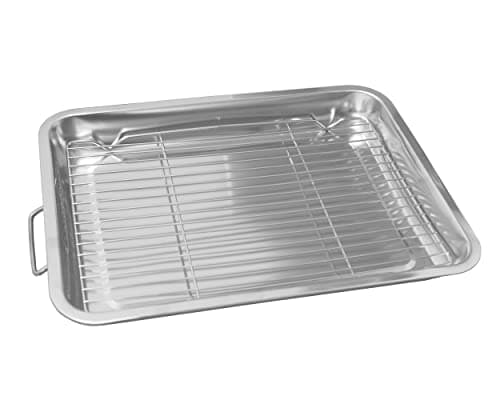Image of New Size 25cm, 30cm, 35cm, 40cm Stainless Steel Roasting Tin Oven Baking Tray Grill Pan with Removable Rack Dishwasher Safe [35cm]