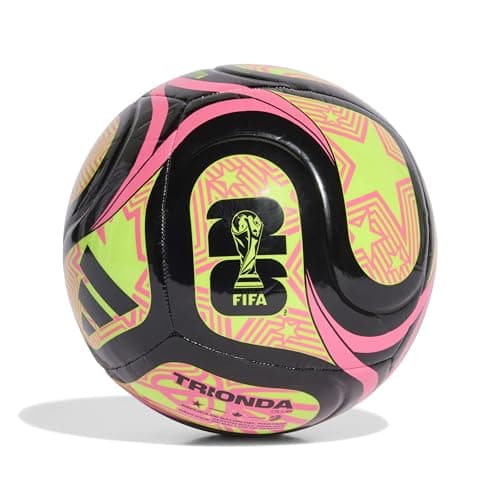 Image of adidas Unisex-Adult World Cup Soccer Ball, Black/Lucid Lemon/Lucid Pink, 5