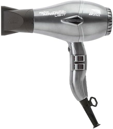 Image of Parlux Advance Light Ionic and Ceramic Hair Dryer in Graphite Grey Powerful, Quiet Lightweight Blow Dryer with 2 Speed Controls, 4 Heat Settings & 2 Nozzle Attachments. Made with Recycled Materials.