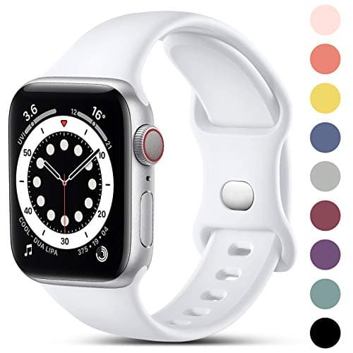 Image of CeMiKa Compatible with Apple Watch Strap 41mm 40mm 38mm 42mm, Silicone Sport Band Replacement Straps Compatible with Apple Watch Series 11 10 9 8 7 6 5 4 3 2 1 SE SE3/iwatch Strap, White