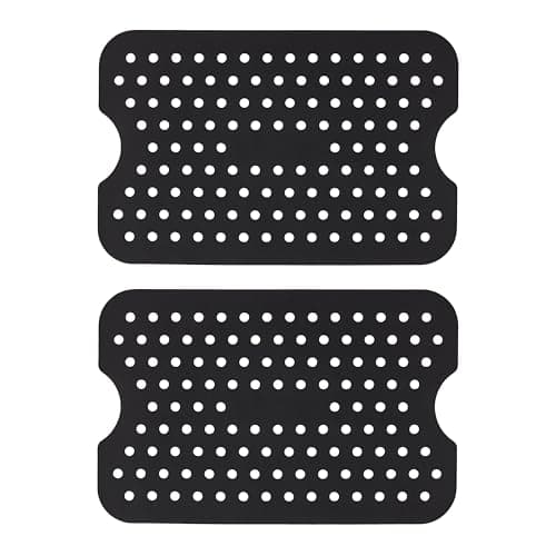 Image of Tala Rectangular Silicone Air Fryer Base Liners 19.5 x 13cm, Reusable & Flexible, Grooved Design for Enhanced Airflow, Easy Cleaning, Dishwasher Safe, Oven Safe up to 230°C (446°F)