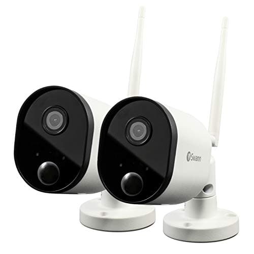 Image of Swann Wi-Fi Outdoor HD Security Camera with True Detect Heat-Sensing, Night Vision and Audio Capture, Works with Alexa and Google Assistant - Pack of 2