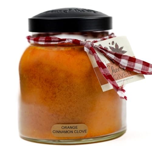 Image of A Cheerful Giver - Orange Cinnamon Clove - 34oz Papa Scented Candle Jar - Keepers of the Light - 155 Hours of Burn Time, Candles Gifts for Women
