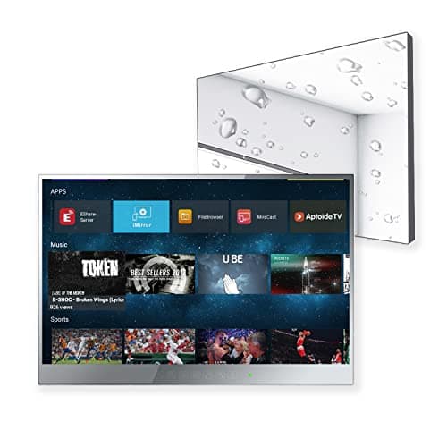 Image of Soulaca 22" Smart Mirror Bathroom TV - Full HD Android 11, Wi-Fi, IP66 Waterproof, Integrated Speakers - Steam & Splash Proof TV for Hotel, Gym, Model 2026