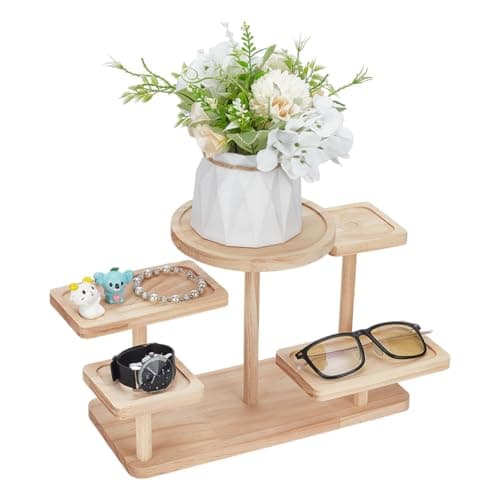 Image of FINGERINSPIRE 5 Layer Wood Riser Stands Navajo White Tiered Display Rack Ladder Wood Display Stand Wood Jewelry Display Stands Jewelry Organizer Holder for Jewelry Succulent Plants Home Decoration