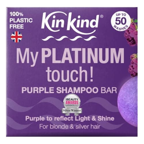 Image of KinKind Purple Shampoo Bar - My PLATINUM Touch! Solid Shampoo Bar for Blonde, Silver & White Hair | Natural Shampoo Bar, Travel Shampoo Bars for Hair UK | Up to 50 Washes - Vegan