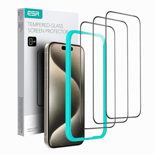 Image of ESR 3 Pack for iPhone 15 Pro Max Screen Protector, 3 Tempered-Glass Screen Protector, 2.5D Curved Edges, Full-Coverage Military-Grade Protection, Scratch Resistant