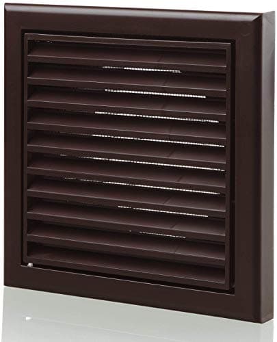 Image of Louvred Wall Vent Grille 100mm - 4 Inch Brown with Flyscreen For Internal Or External Use