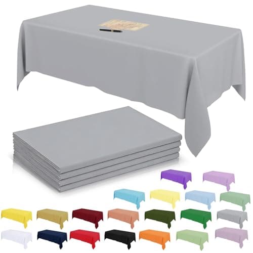 Image of 4Pack Plastic Silver Table Cloth Party for Rectangle Table,137x274cm Decorative Paper Table Cloths for Parties Disposable,Silver Party Decorations Table Cover for Picnic,Baby Shower,Birthday,Christmas