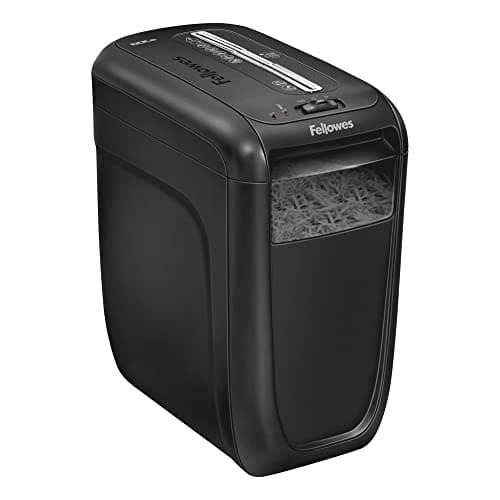 Image of Fellowes Paper Shredder for Home Office Use - 10 Sheet Cross Cut Shredder for Home and Office Use - Deskside Shredder with 22 Litre Bin - Powershred 60Cs - High Security P4 - Black