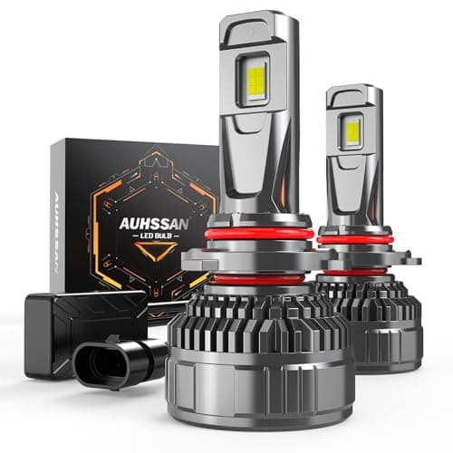 Image of AUHSSAN 9005 LED Headlight Bulb, 200W 40000LM HB3 Headlight Bulb, 700% Extremely Bright 6500K White Light Conversion Kit, Canbus Error Free, Plug and Play, High Efficiency Cooling System,Pack of 2