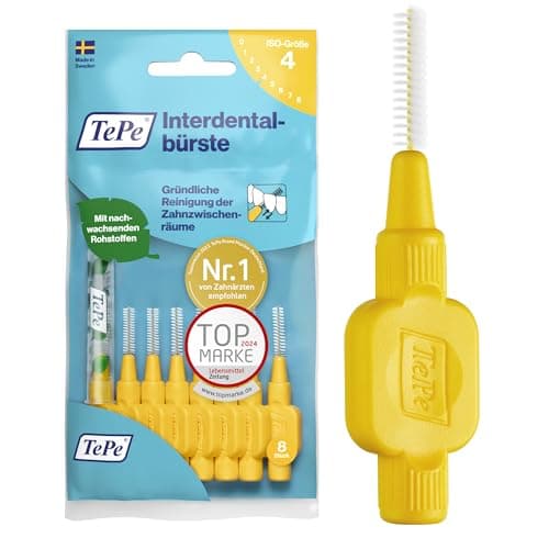 Image of TePe Original Yellow Interdental Brush (ISO Size 4 0.7 mm)/For easy and thorough cleaning of interdental spaces/ 1 interdental brush