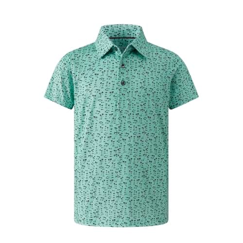 Image of DEFAHN Boys Polo Shirts for 5-14 Years Short Sleeve Boy's Golf Shirts Performance Moisture Wicking Dry Fit Stretch Funny Print Active Casual School Uniform (7-8T)