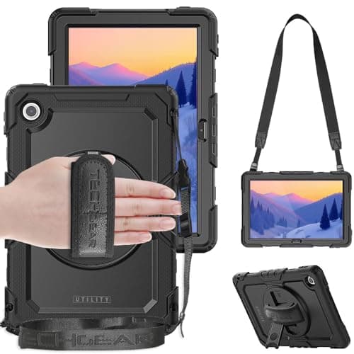 Image of TECHGEAR UTILITY Case for Lenovo Tab 10.1" 2024/2025 TB311 Series Tough Rugged HEAVY DUTY Armour Shockproof 360 Rotating Stand, Hand and Shoulder Strap Case (for TB-311FU / TB-311XU)