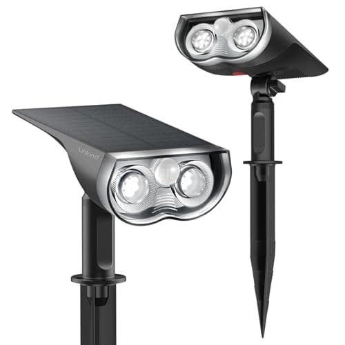 Image of Linkind Solar Outdoor Motion Sensor Lights, IP65 Waterproof Solar Powered Security Lights, Solar LED Pathway for Garden Driveway Fence, 6500k Cold White, 2 Pack