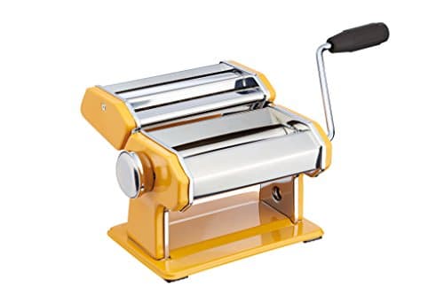 Image of KitchenCraft World of Flavours Stainless Steel Pasta Maker Machine - Yellow