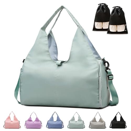 Image of GLGHMH Gym Bag Womens, Yoga Mat Bag Sport Travel Bag with 2pcs Shoes Compartment, Waterproof Sports Gym Bag for Sport Travel Hiking (Green)