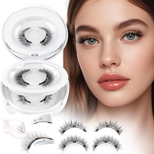 Image of Glowing Win Magnetic Eyelashes with Applicator 2 Pairs Magnetic Eye Lashes Natural Look Reusable False Eyelashes No Glue Needed Without Eyeliner Easy to Wear and Remove