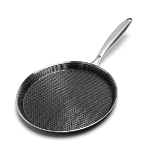 Image of Innerwell Stainless Steel Crepe Pan 30 cm, Nonstick Stainless Steel Honeycomb Coating Pancake Pan, Non Stick Flat Skillet Tawa Dosa Tortilla Griddle Pan, Induction Compatible, PFOA Free