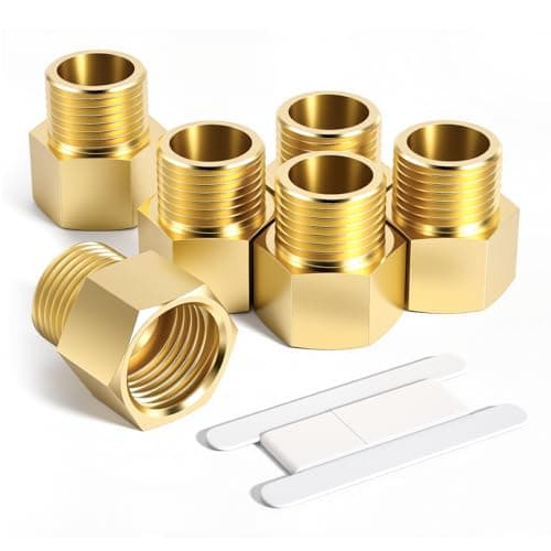 Image of Bwintech 6 Pieces 1/2 Inch Female Thread to 1/8 Inch Male Thread BSP Thread Brass Hex Bushings Reducer Connector for Conversion of Pipe Connections