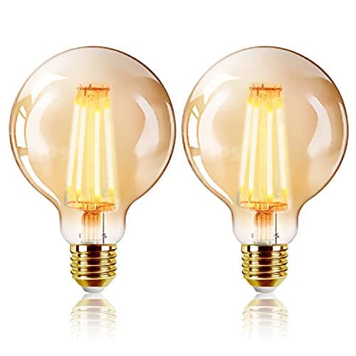 Image of EXTRASTAR Vintage Edison Light Bulb, 6W G95 Old Fashioned Style Globe LED Bulb (48W Equivalent), E27 Edison Screw Base Retro Antique Spiral Filament Bulbs, 540LM, 2200K Amber Warm - 2 Pack