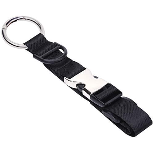 Image of Wisdompro Add a Bag Luggage Strap Jacket Gripper Holder, Carry Clip Strap with D-Buckle, Travel Coat Clip for Bag, Heavy Duty Baggage Suitcase Belt - Black