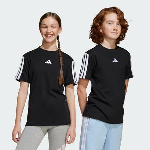 Image of adidas Unisex Kids Essentials 3 Stripes T-Shirt, Black/White, 7-8 Years