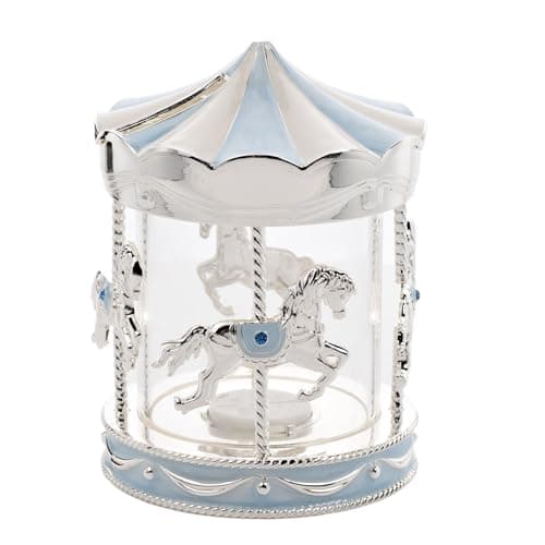 Image of Widdop Bambino Silver Plated Carousel Money Box for Newborn, Christening, Children - Kids Money Box