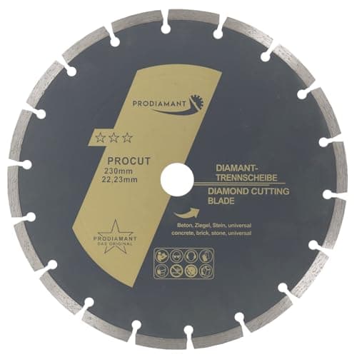 Image of PRODIAMANT diamond cutting disc universal 230mm 9inch x 22.2 mm concrete, stone, brick 9 inch diamond disc 7mm segment