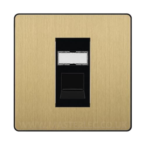 Image of BG Evolve Satin Brass Single 1 Gang RJ45 Data Socket Black Insert PCDSBRJ451