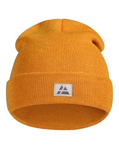 Image of DANISH ENDURANCE Beanie Hat, Recycled Material, Soft Knit Cuffed Warm Winter Beanie, for Everyday or Outdoors, Unisex, Hat Men & Women, Mustard, One Size