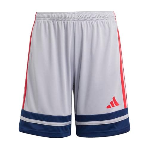 Image of adidas Unisex Kids SQUADRA25 Short Kids, Glory Grey/Team Navy Blue 2/Pure Ruby, 13-14 Years